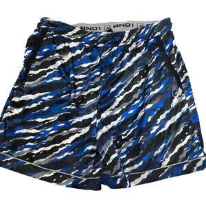 And1 Mens Basketball Gym Workout Shorts Black and Blue 2XL Pockets